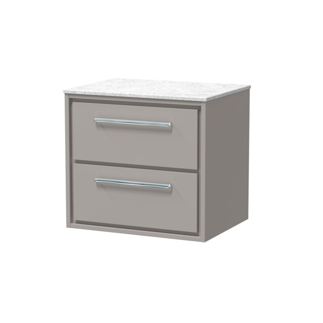 Balterley Framed Design Wall Hung 2 Drawer Vanity with Marble Worktop Grey Pebble Grey 557 x 610 x 460mm