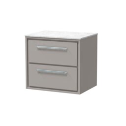 Balterley Framed Design Wall Hung 2 Drawer Vanity with Marble Worktop Grey Pebble Grey 557 x 610 x 460mm