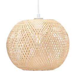 Modern Spherical Cage Design Bamboo Strapping Pendant Lamp Shade Brown Brown 1