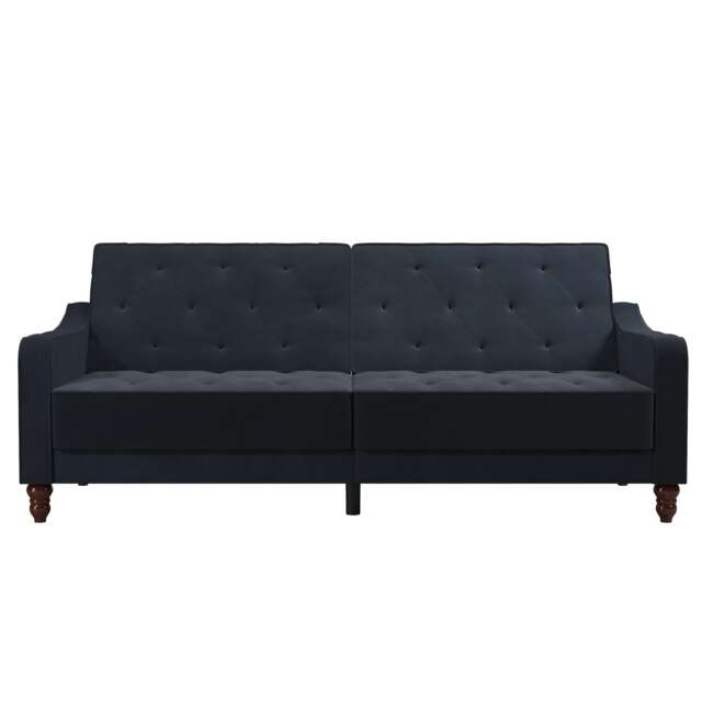 Vintage Tufted Sofa Bed in Velvet Blue Blue BLUE Three Seater