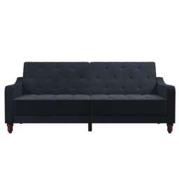 Vintage Tufted Sofa Bed in Velvet Blue Blue BLUE Three Seater