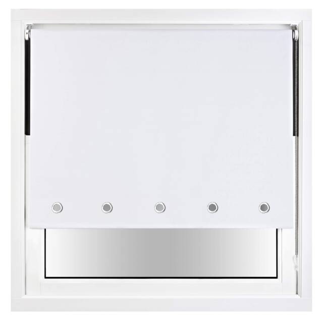 FURNISHED Blackout Roller Blind with Round Eyelets & Metal Fittings White White (W) 170cm x (L) 210cm