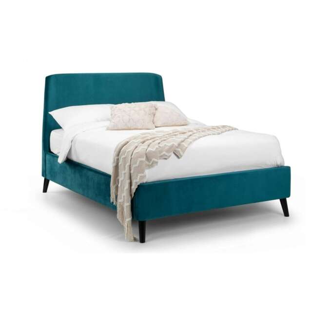 "Premium - Teal Velvet Curved Bed Frame - Double 4ft 6"" (135cm)"