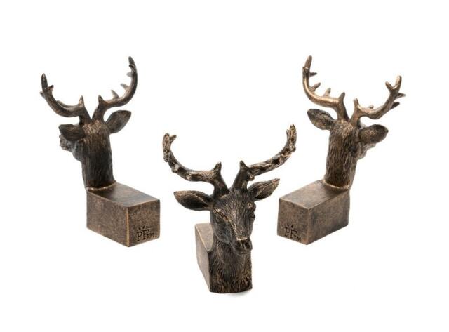 Stag Plant Pot Feet - Set of 3 - L4.5 x W5.5 x H7.5 cm Brown
