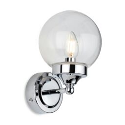 Oscar Bathroom Globe Wall Light Chrome with Clear Glass IP44