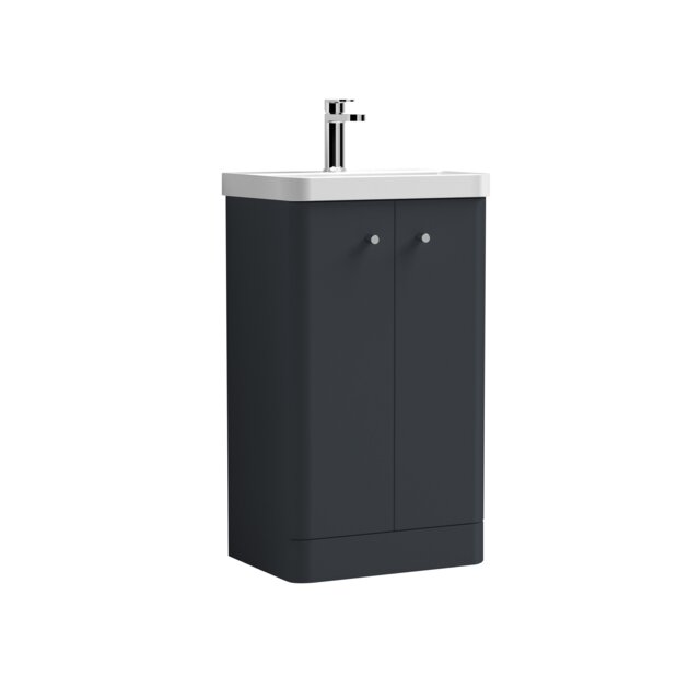 Balterley Curve Modern Bathroom Floor Standing 2 Door Vanity Unit Basin Grey Dark Grey