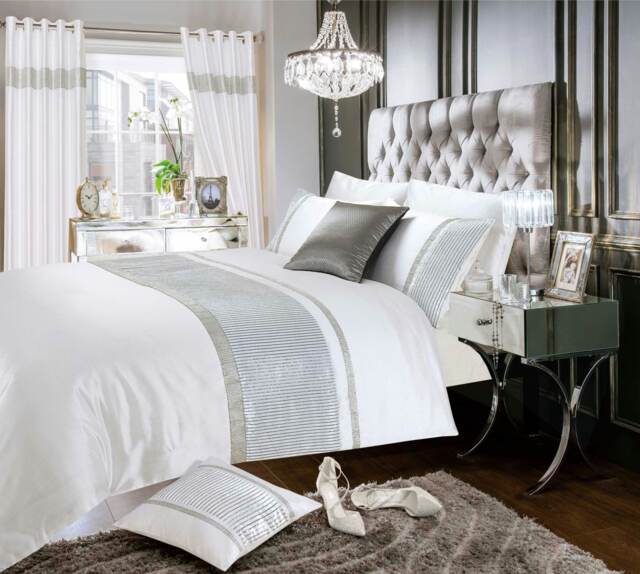 Intimates Chanelle Velvet Faux Silk Duvet Cover & Pillowcase Set White White Single