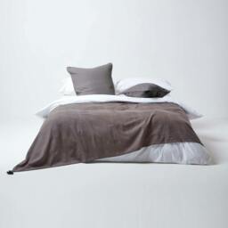 Homescapes Cotton Rajput Ribbed Sea Grey Throw - 225 x 255 cm