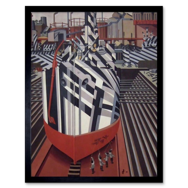 "Wadsworth Dazzle-Ships Liverpool Drydock 12x16"" Framed Wall Art Print"