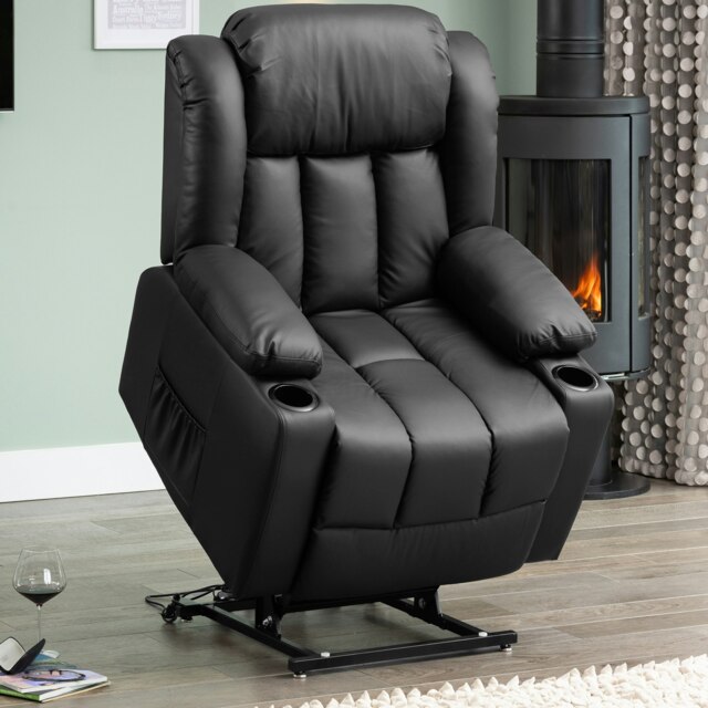 Sheridan Dual Motor Electric Riser Recliner with Massage and Heat - Black