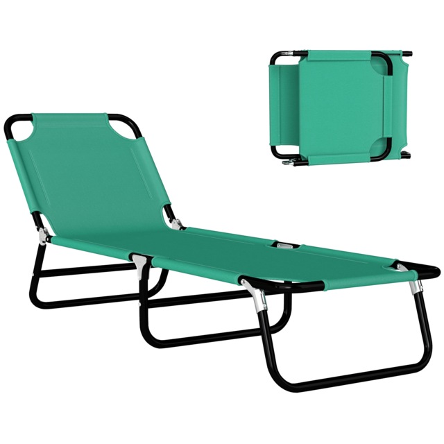 Outsunny Folding Lounge Chair, Outdoor Chaise Lounge for Bench Patio, Green Green Dark Green One Size