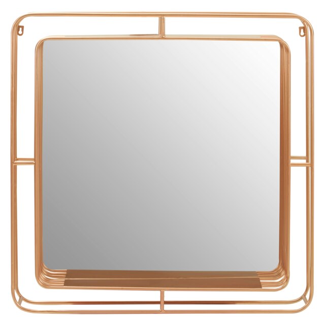 Interiors By Premier Faux Champagne Gold Foil Wall Mirror, 76cm Decorative Square Mirror With Iron Wire Frame, Luxe Accent Mirror Gold