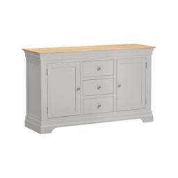 Bordeaux 2 Door 3 Drawer Sideboard - L43 x W139 x H83 cm - Pebble Grey - Oak
