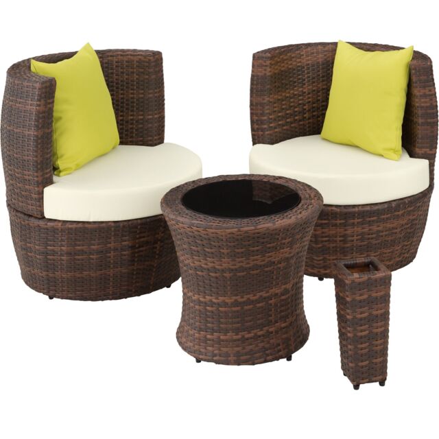 Nizza 2+1+1 Aluminum Rattan Seating Set Black black/brown 1