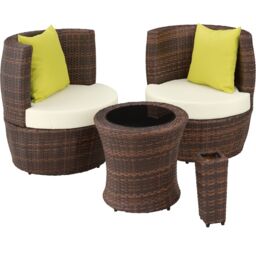 Nizza 2+1+1 Aluminum Rattan Seating Set Black black/brown 1