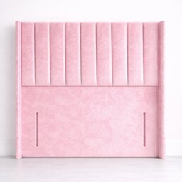 Kingsize 5FT Floorstand Crush Velvet Pink Panel Wing Headboard 54inch