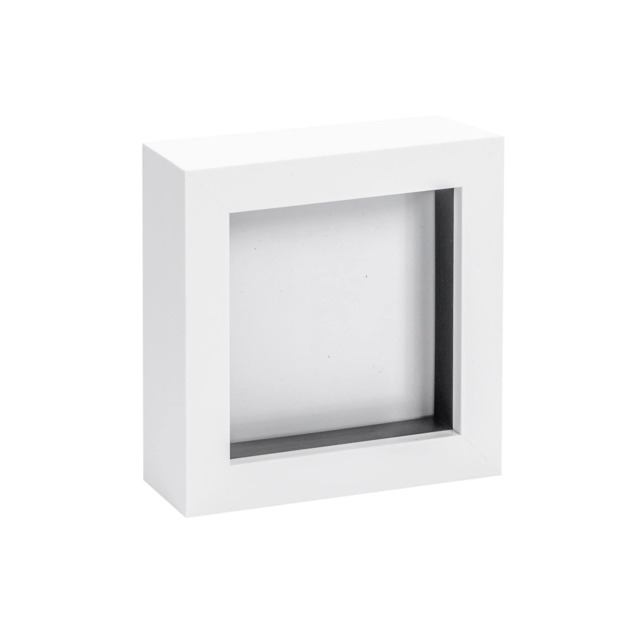 "Nicola Spring 4 x 4"" Photo Frame - White - 3D Photo Frame Picture Frame Box Portrait Display Case (12.5 x 12.5cm)"