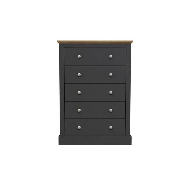 Devon 5 Drawer Chest - Particle Board - L39.5 x W79 x H111.9 cm - Charcoal
