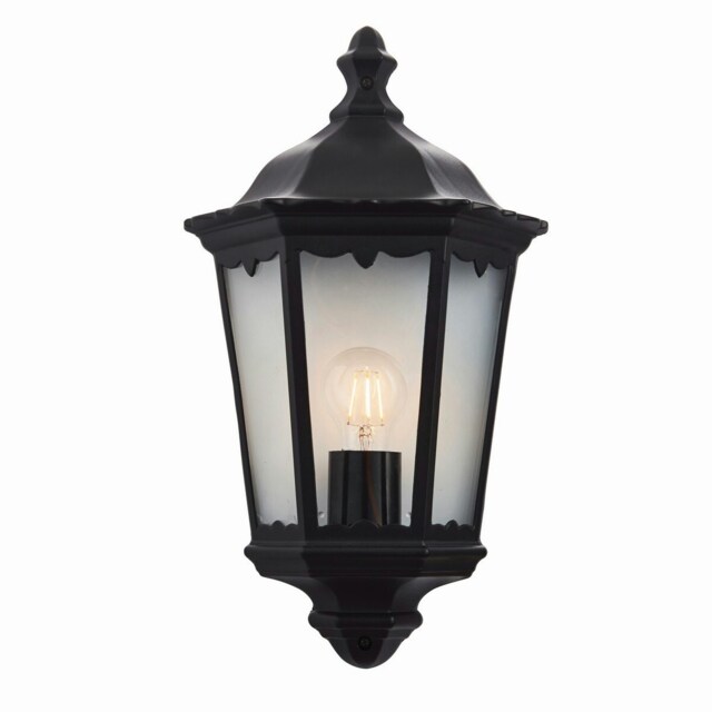 Burford 1 Light Outdoor Wall Lantern Matt Black Paint, Glass IP44, E27