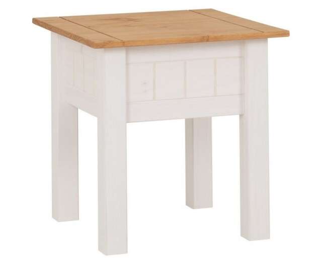 Panama Lamp Table - L50.5 x W50.5 x H52.5 cm - White - Natural Wax White