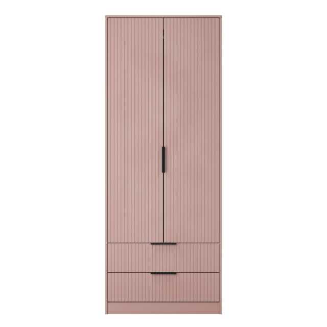 Menai Tall 2 Drawer Double Wardrobe in Kobe Pink (Ready Assembled) Pink Kobe Pink