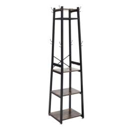 Living and Home Industrial Style Clothing Rack with 4 Tiers of Shelves