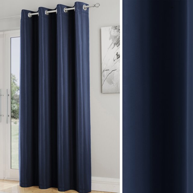 Enhanced Living Nightfall Plain Supersoft Navy Thermal Blockout (SINGLE) Eyelet Door Curtain - 66 x 84 inch (168 x 214cm) Blue Navy 1