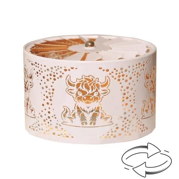 Aroma Candle Carousel Fan Shade 13cm White - Highland Cow