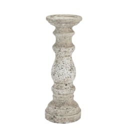 Hill Interiors Ceramic Column Candle Holder - Stone - 45cm x 16cm x 16cm