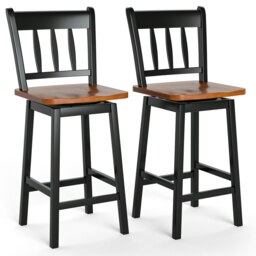 COSTWAY 66cm Set of 2 Bar Stools Pub Dining Chairs 360 °Swivel Black