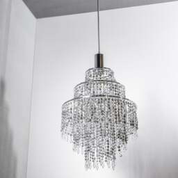 CGC LIZA Three-Tier Extra Large Crystal & Chrome Ceiling Shade Silver Silver Extra large