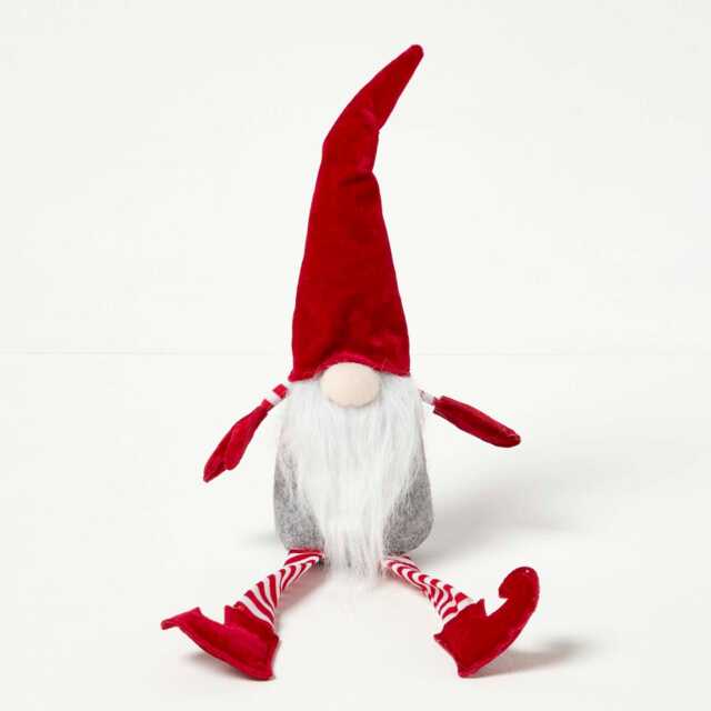 Homescapes Red Sitting Santa Gonk Christmas Decoration