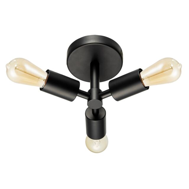 Industrial Matte Black Ceiling Light Fixture to Showcase Vintage Bulbs