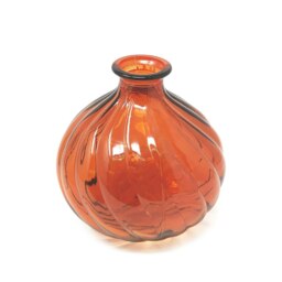 Verano Spanish Ceramics Recycled Glass Ola Small Round Vase - 17cm Orange Orange 1