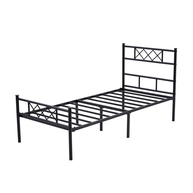 MCC Direct Single 3FT Black Metal Bed Frame with Headboard & Footboard Felix