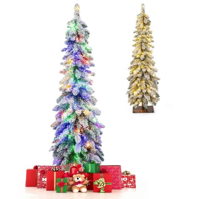 COSTWAY 4FT Pre-Lit Artificial Christmas Tree 11 Modes Green 4ft