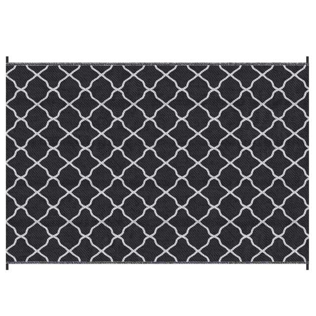 Outsunny Reversible Waterproof Outdoor Rug W Carry Bag, 182 x 274 cm Black Black 182 x 274 x 0.3cm
