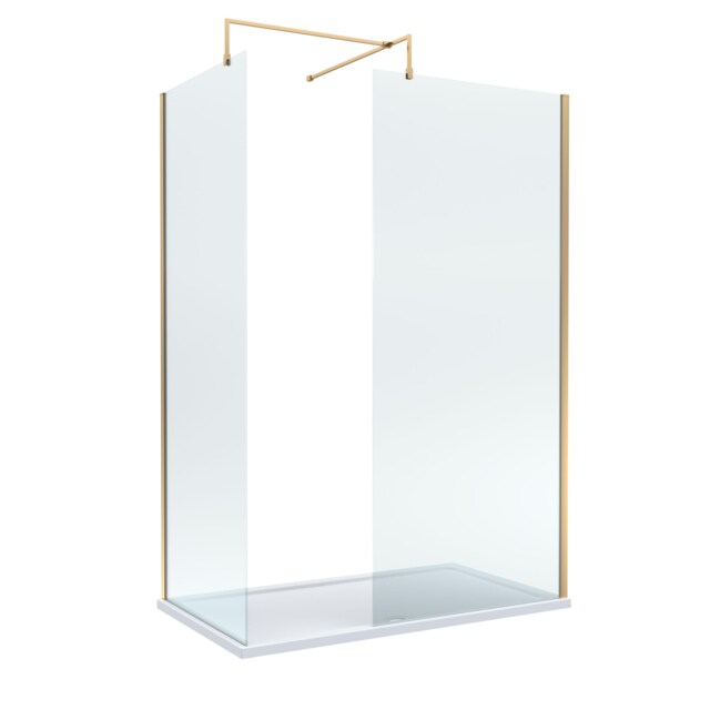 Balterley Glass Walk In Wetroom Screens with Profile and Shower Tray Copper Brushed Brass
