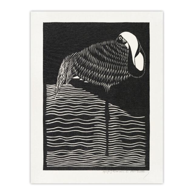 "Stylised White Necked Crane De Mesquita Huge Wall Art Poster Print 24X32"""