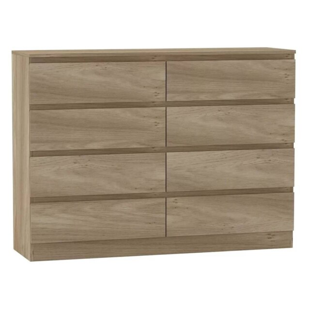Minimalist Chest of 8 Drawers - 88.3x120x35cm Brown Oak & Oak 1