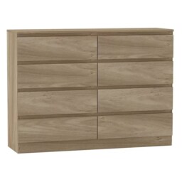Minimalist Chest of 8 Drawers - 88.3x120x35cm Brown Oak & Oak 1