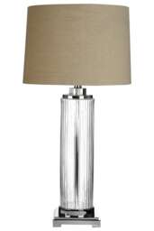 Alona Table Lamp With Stone Linen Shade Clear Clear