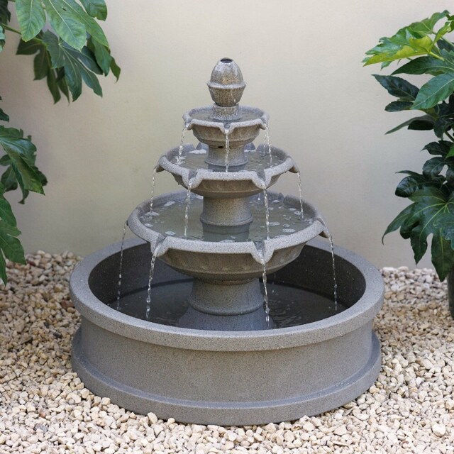 Holms 4 Tier Circular Water Fountain in Grey