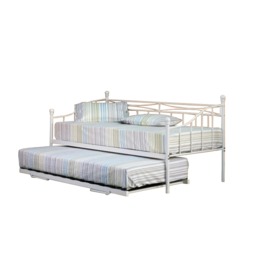3ft Single White Metal Daybed With Trundle
