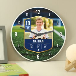 Personalised Football Photo Upload Childrens Clock White