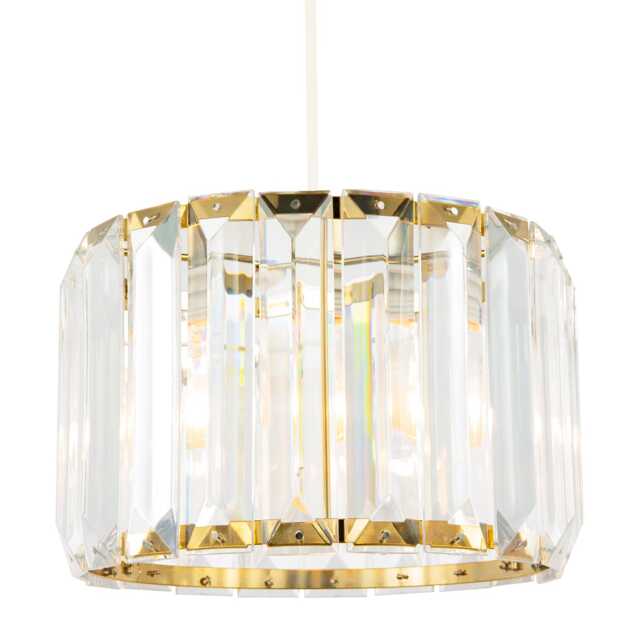 Contemporary Easy Fit Gold Pendant Shade with Clear Acrylic Rectangular Rods Gold Gold 1