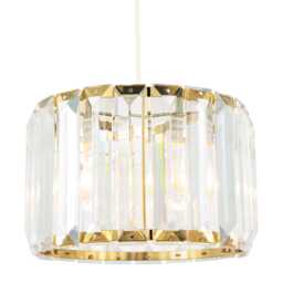 Contemporary Easy Fit Gold Pendant Shade with Clear Acrylic Rectangular Rods Gold Gold 1