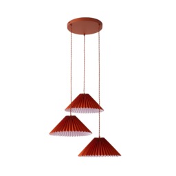ValueLights Akira Orange 3 Way Pendant Ceiling Light Pleat Shade and Bulbs
