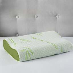 Large Bamboo Memory Foam Contour Neck Support Organic Orthopaedic Pillow Green