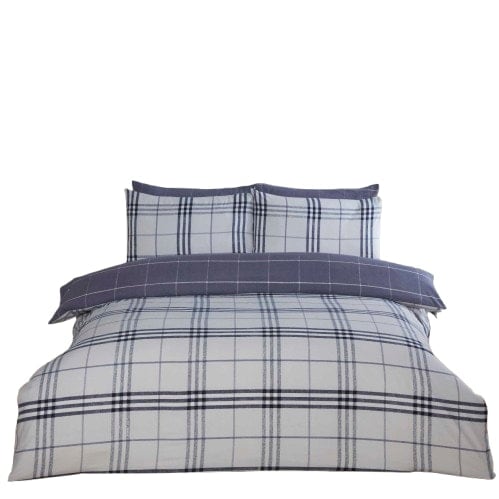 Harris Check Polyester Duvet Cover Set with Pillowcase Blue King 1